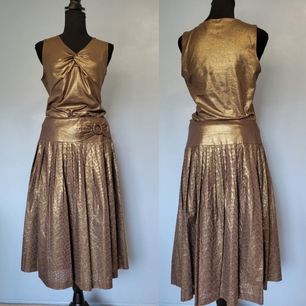 Saks Fifth Avenue Copper Gold Skirt Set Size 4